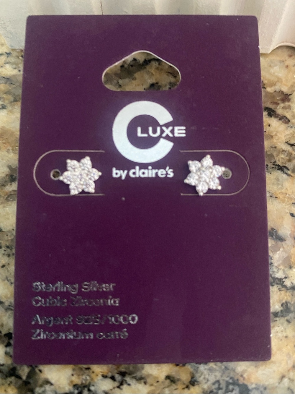 Sterling Silver Cubic Zirconia Flower Stud Earrings by Luxe by Claire's NWT